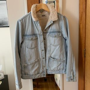 Topshop Moto denim shearling jacket